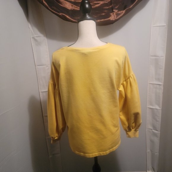 a.n.a. brand medium size yellow top, with long bishop sleeves. - Picture 3 of 3